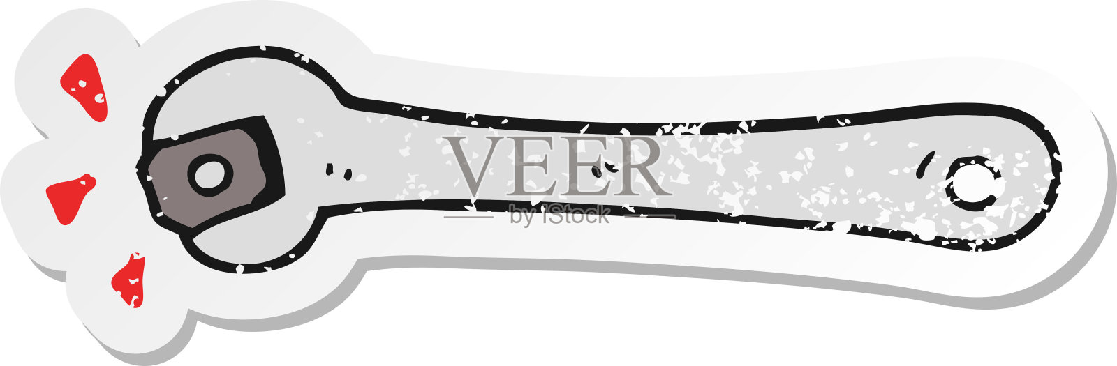 心疼贴纸的卡通扳手转动螺母插画图片素材