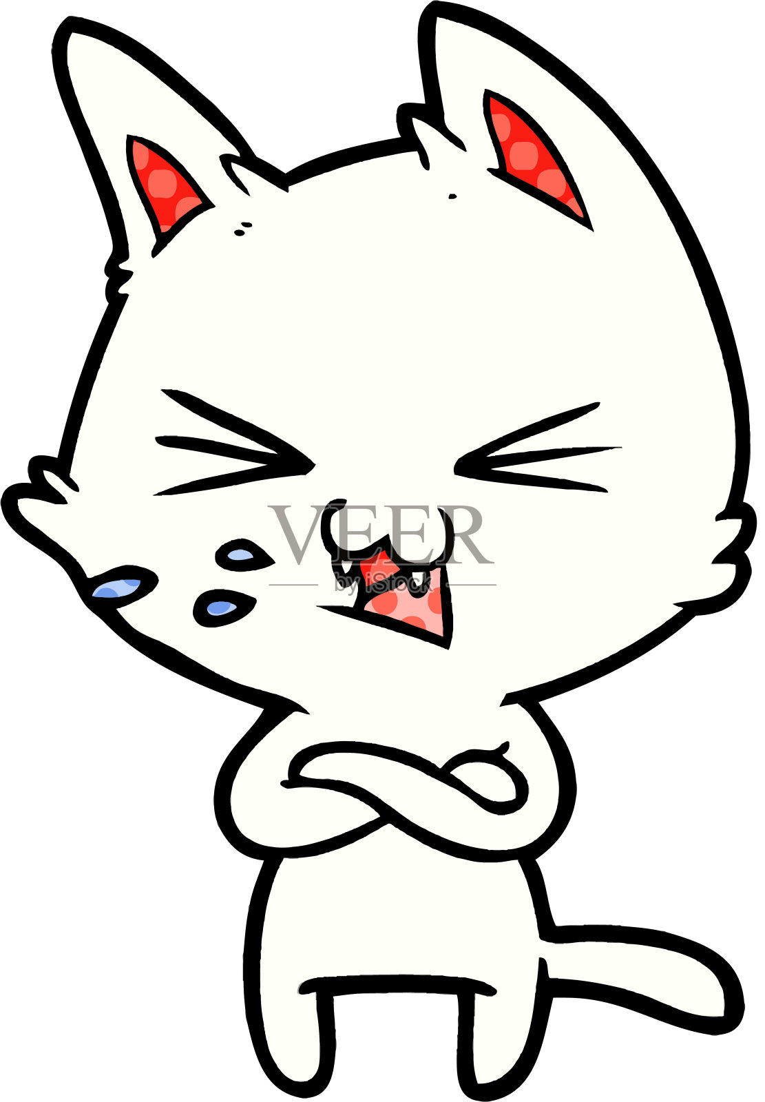 双臂交叉的卡通猫插画图片素材