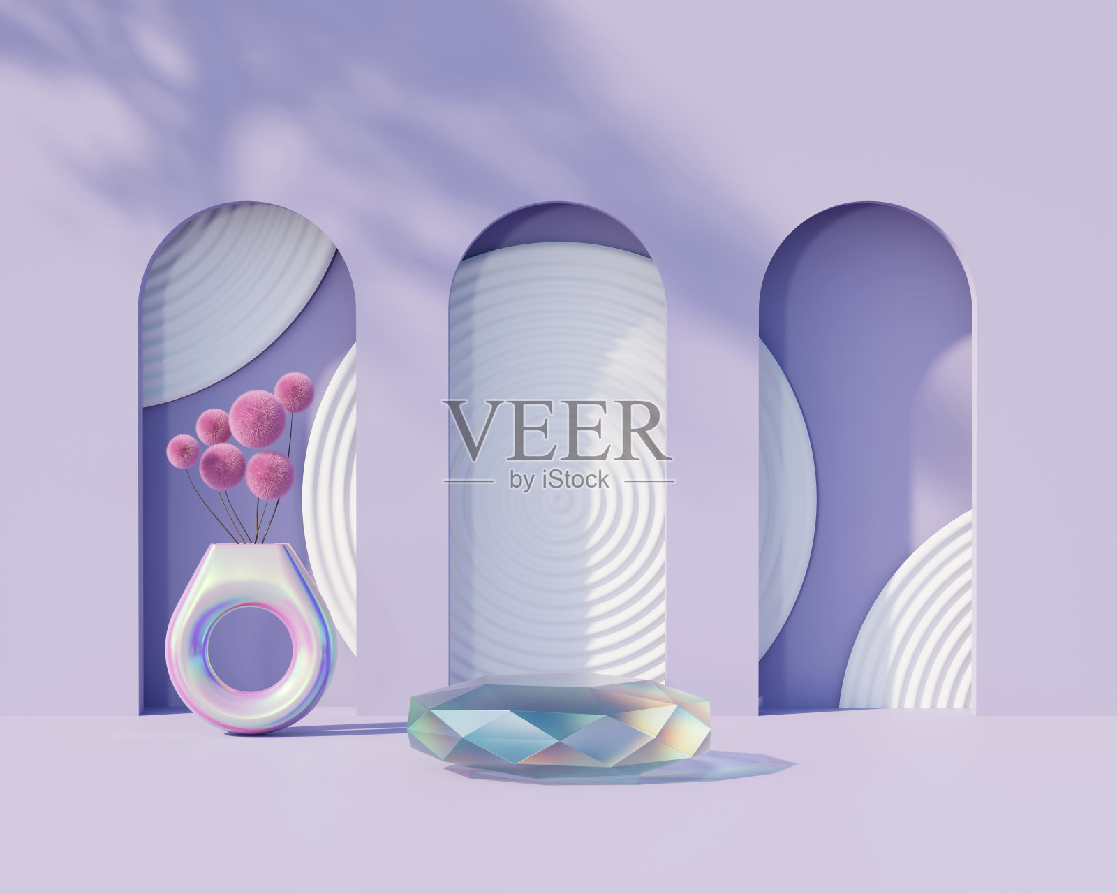 水晶平台模拟产品展示展示柜3d渲染插画图片素材