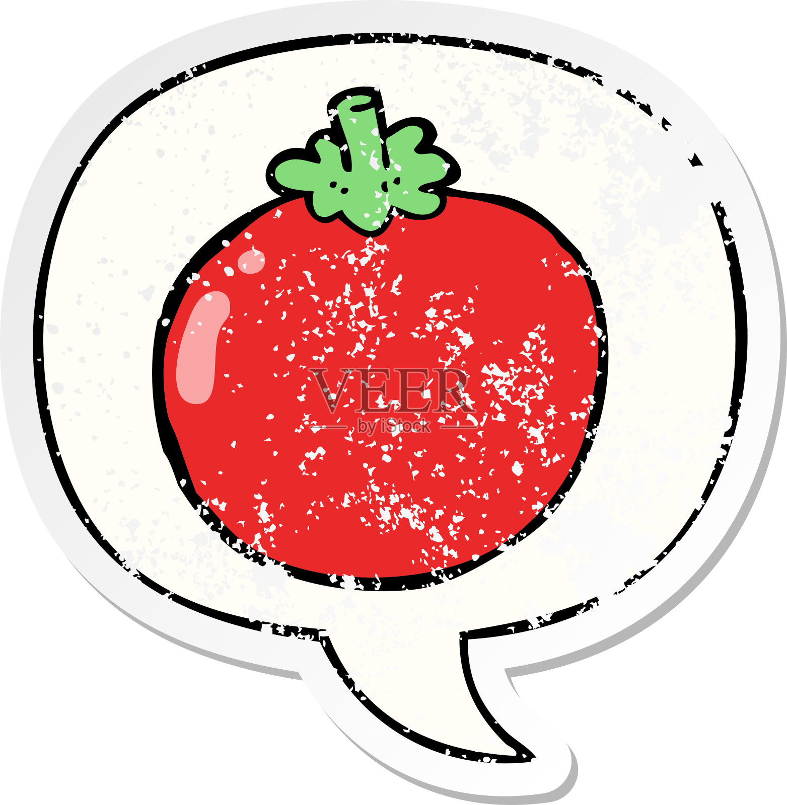 卡通番茄用语音泡泡心疼心疼老贴纸插画图片素材