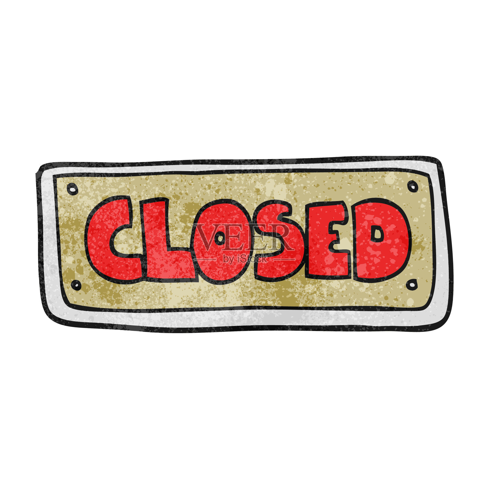 手绘质感卡通关门招牌插画图片素材