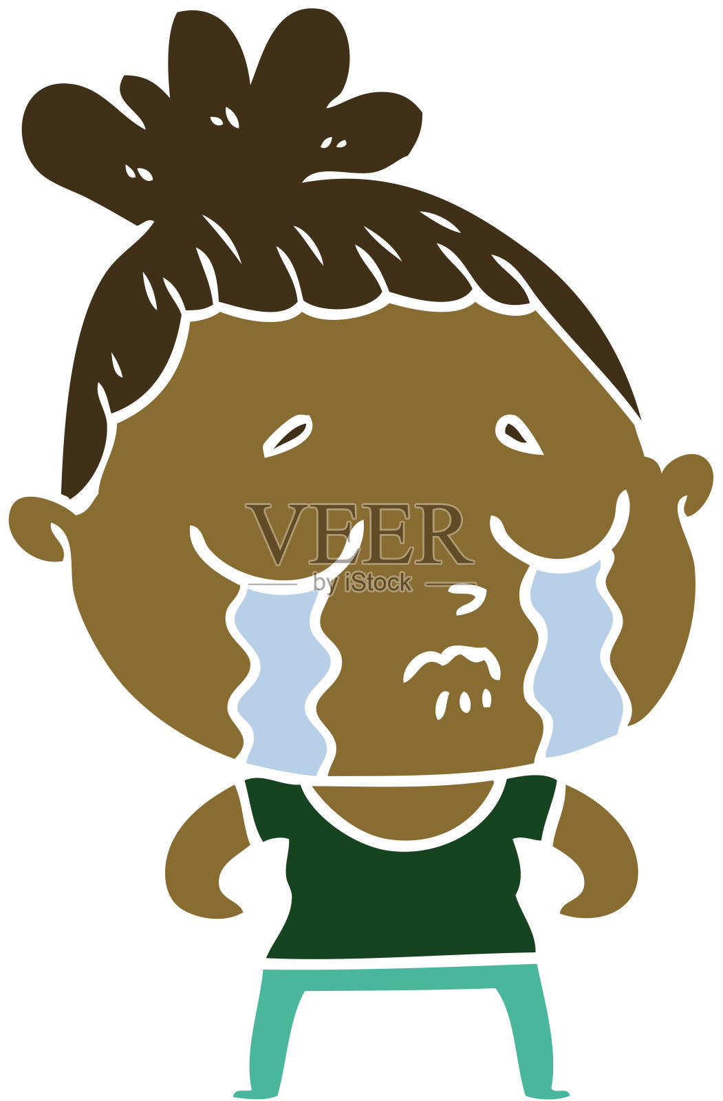 平面色彩风格卡通女强人哭泣插画图片素材
