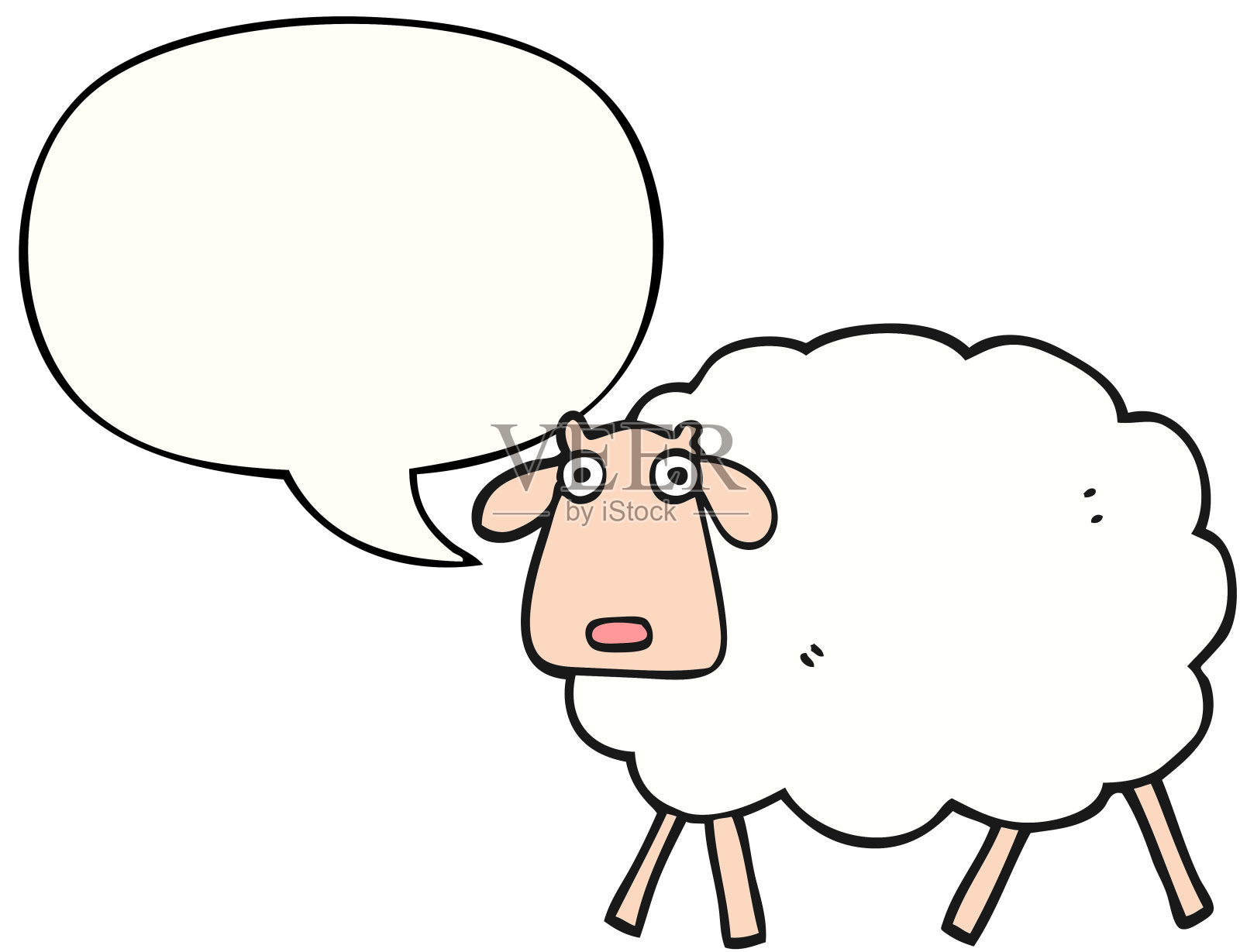 带有语音泡泡的卡通绵羊插画图片素材