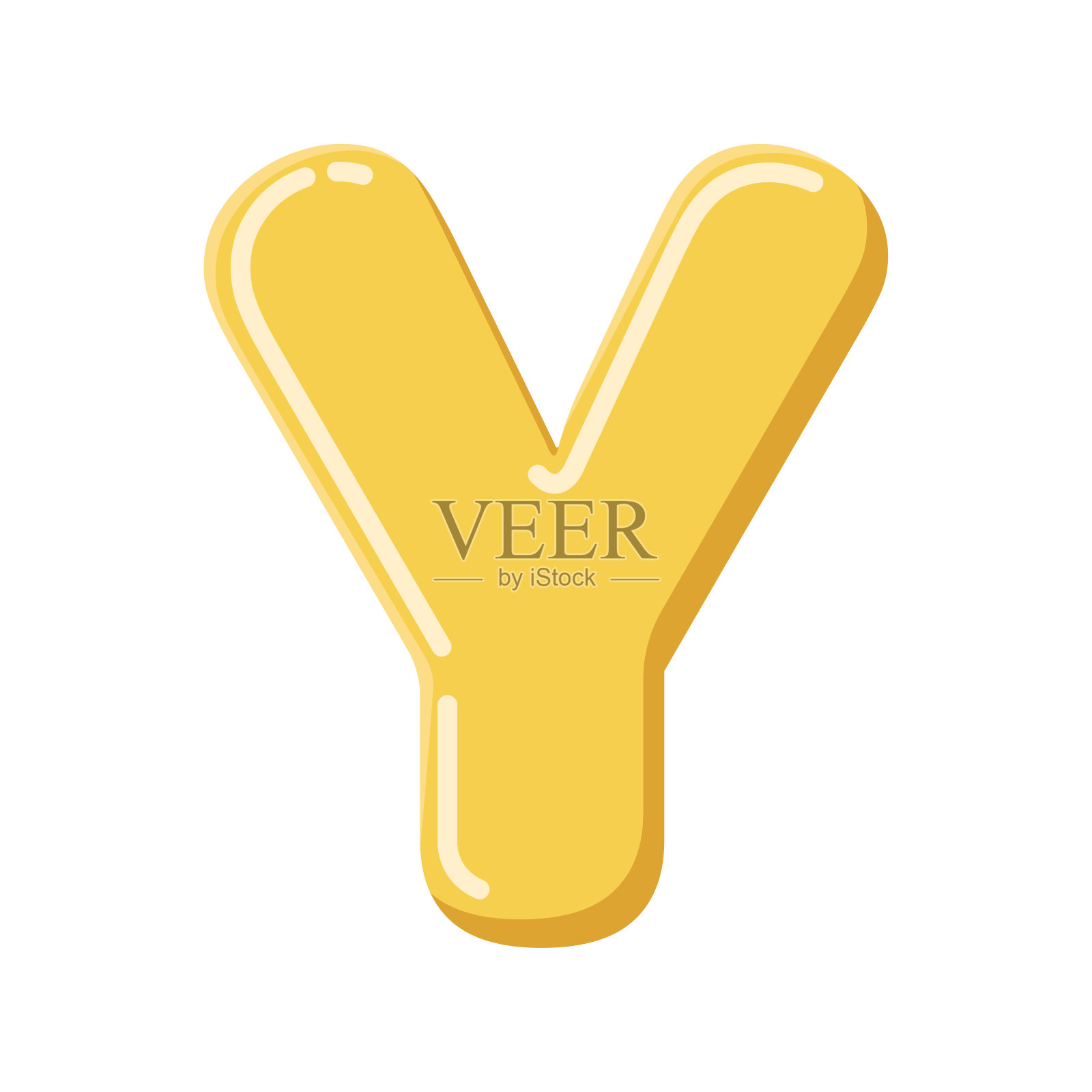 甜心字母y，泡泡字母表。平的风格。设计元素图片