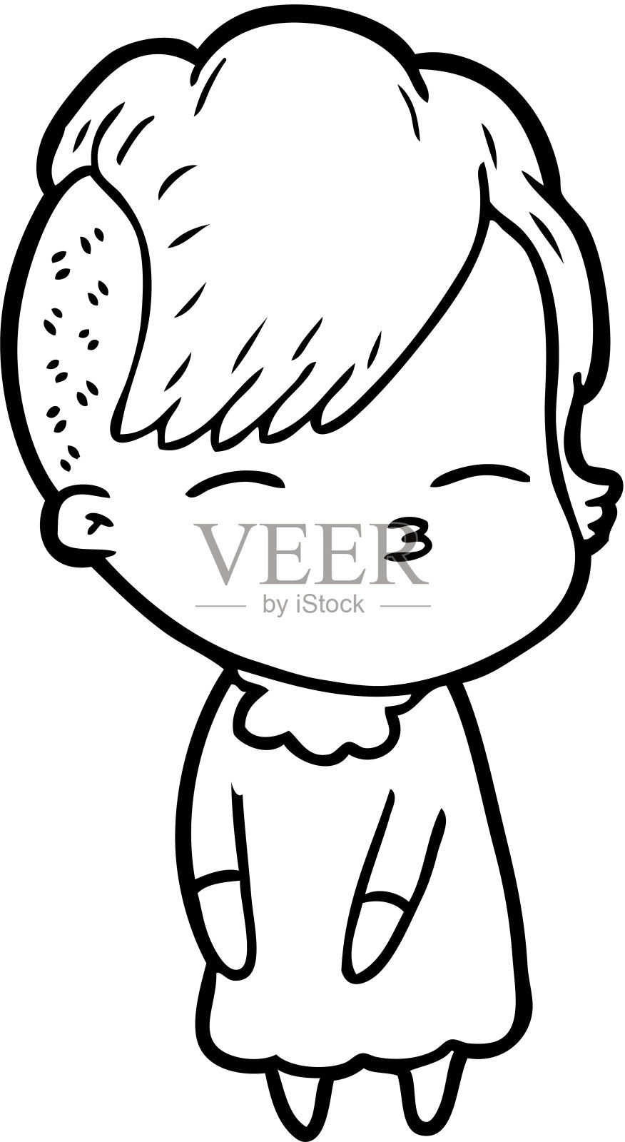 卡通眯眼女孩插画图片素材