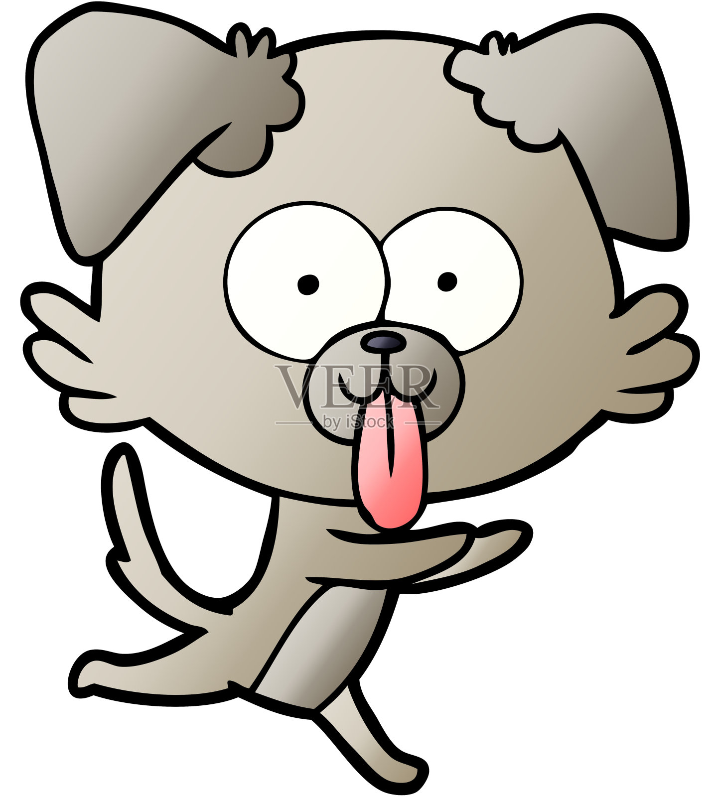 伸出舌头的卡通走狗插画图片素材