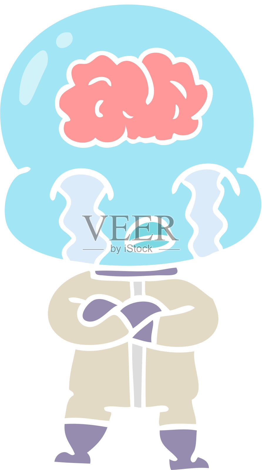 平面色彩风格卡通脑洞大的外星人哭泣插画图片素材