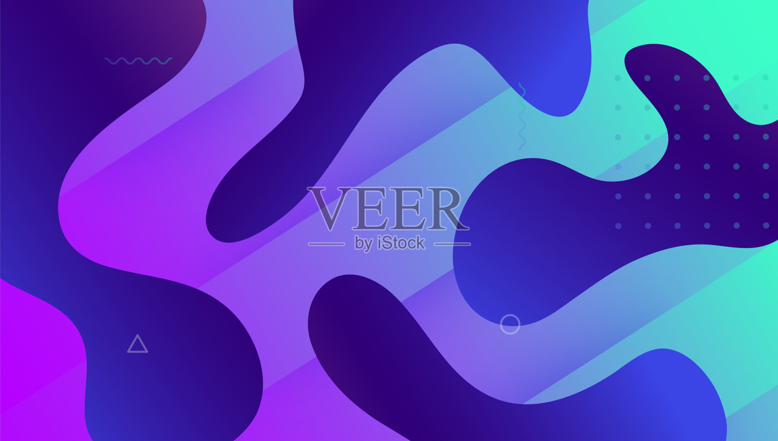 现代海报。多色插图。动态模式。数码旗帜。平的未来设计。蓝色时尚的形状。3d登陆页。紫现代海报插画图片素材