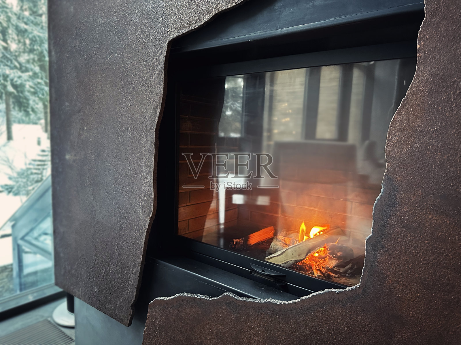 冬天的壁炉照片摄影图片
