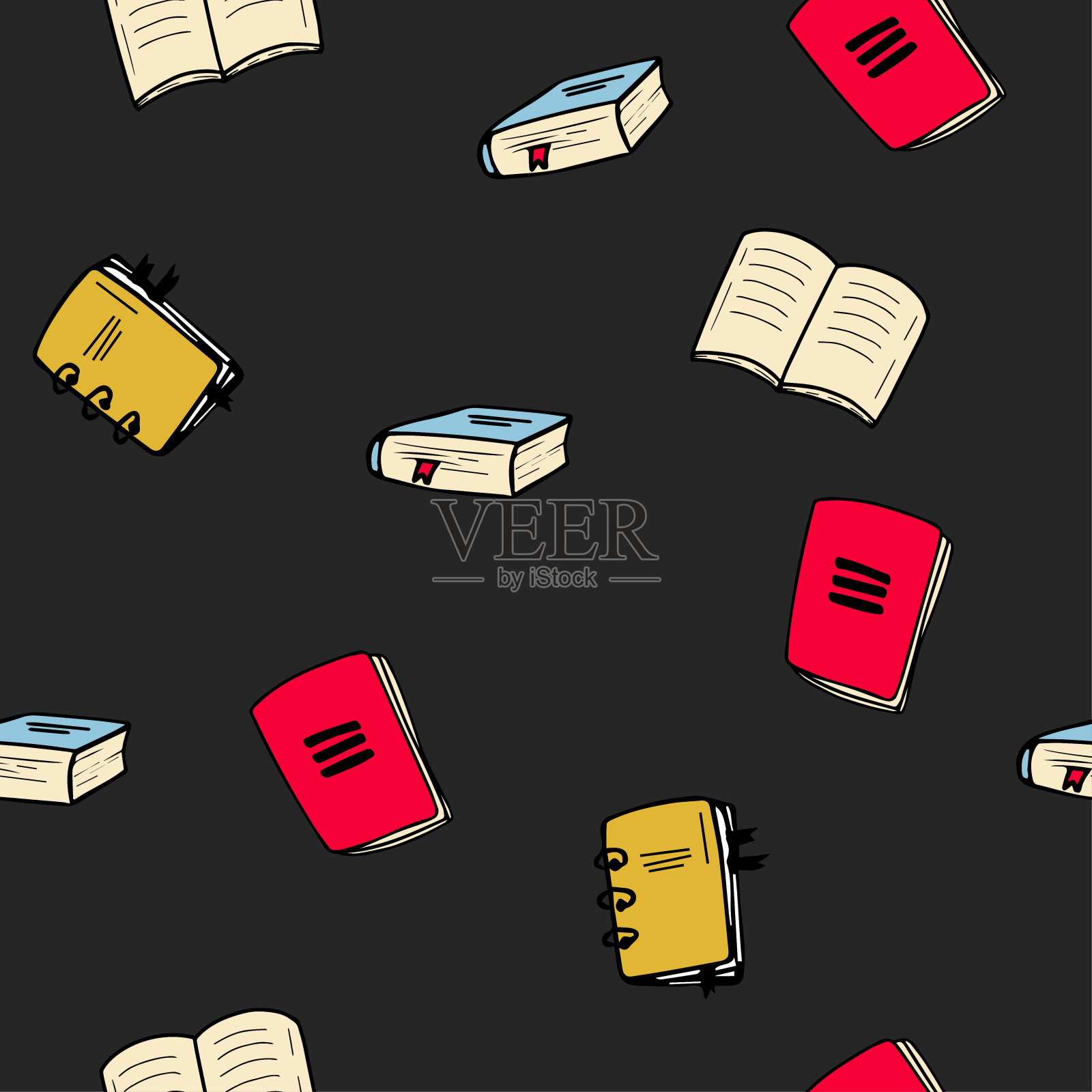 深色背景上的学校项目无缝模式。回到学校插画图片素材