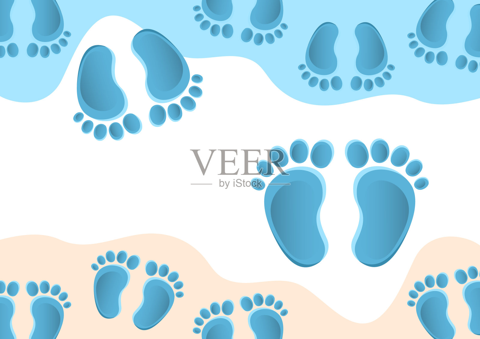 婴儿脚印，创意抽象的背景为您的设计。向量插画图片素材