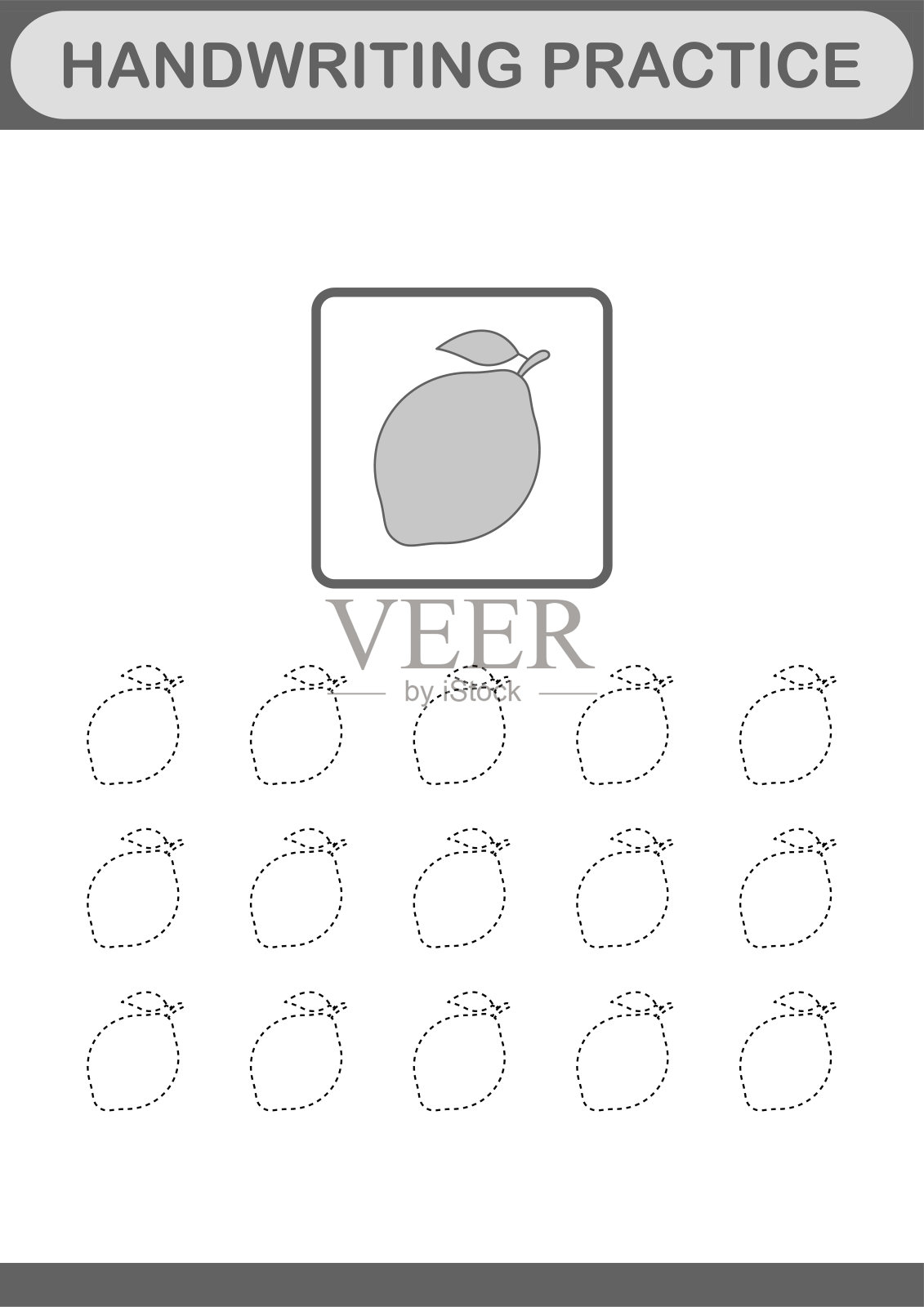 和柠檬一起练习书写。工作表对孩子插画图片素材