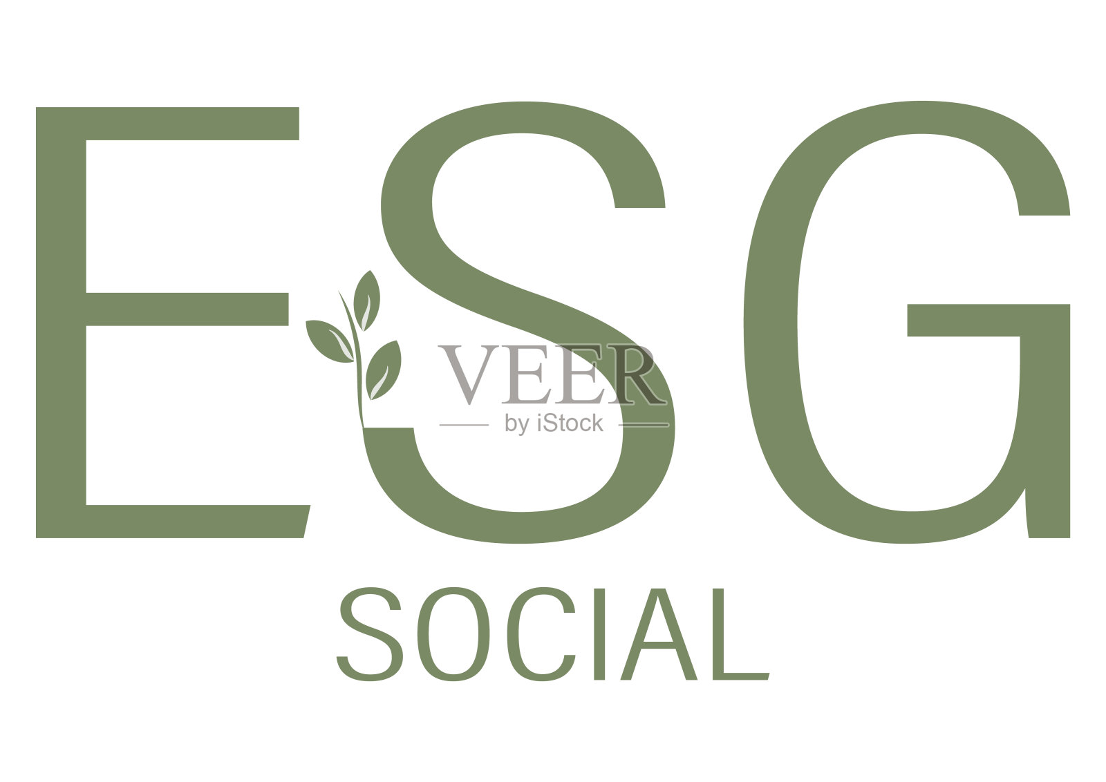 ESG字母在简单的字体生态横幅。信ESG社会插画图片素材