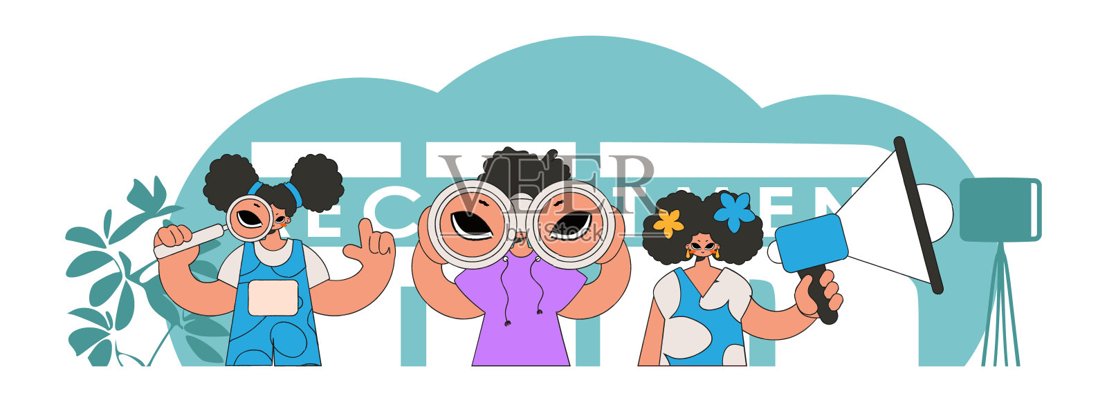 主题是人力资源工作者。人力资源团队。插画图片素材