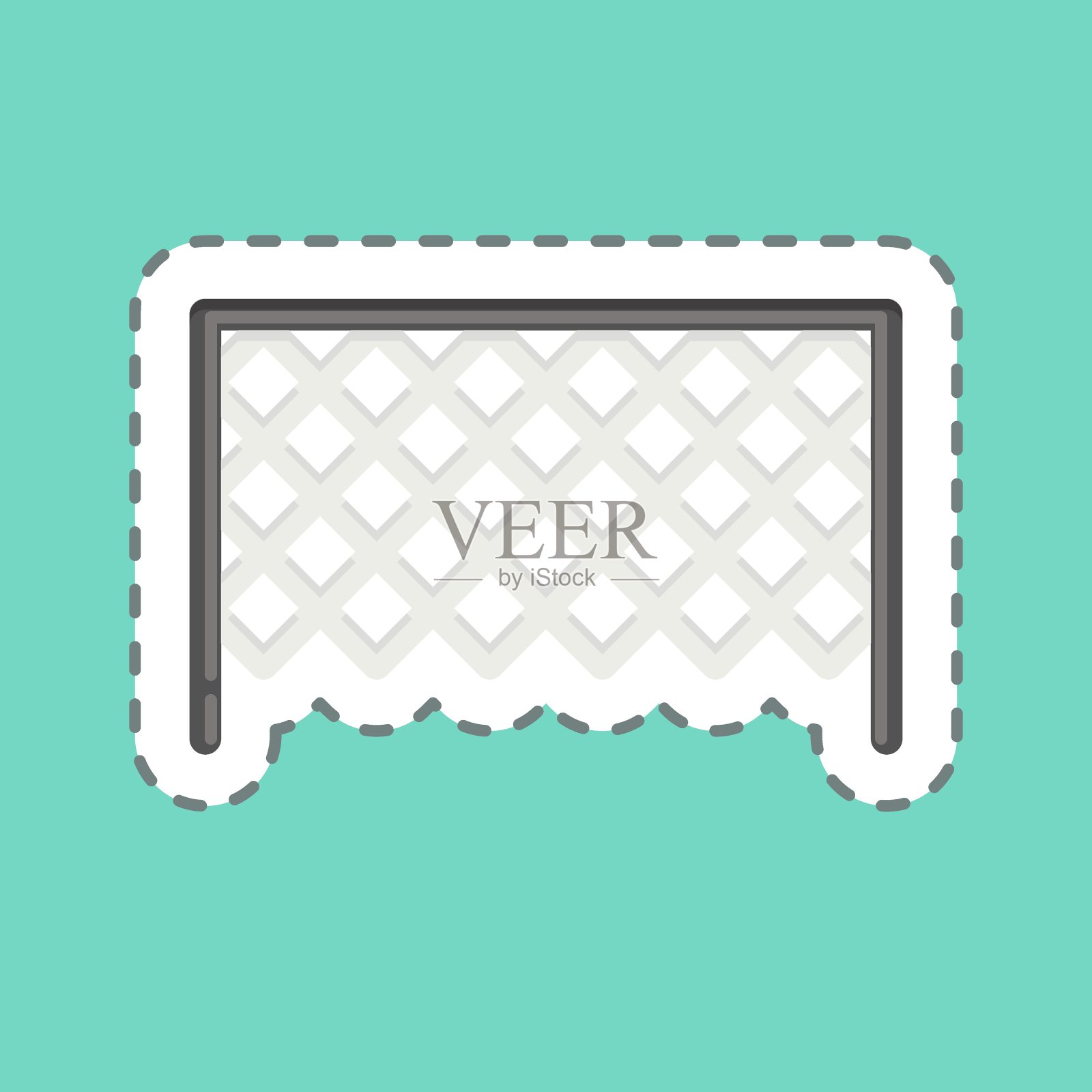 贴纸线切断足球目标。与运动器材符号相关。设计简单，可编辑。简单的说明插画图片素材