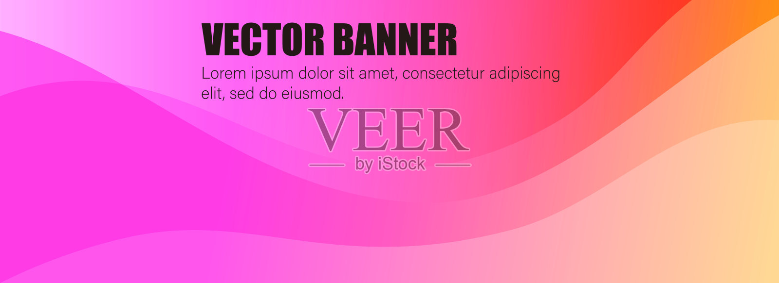 一个抽象的背景图像画在明亮的粉红色和橙色的曲线梯度。对于标题，横幅。设计模板素材