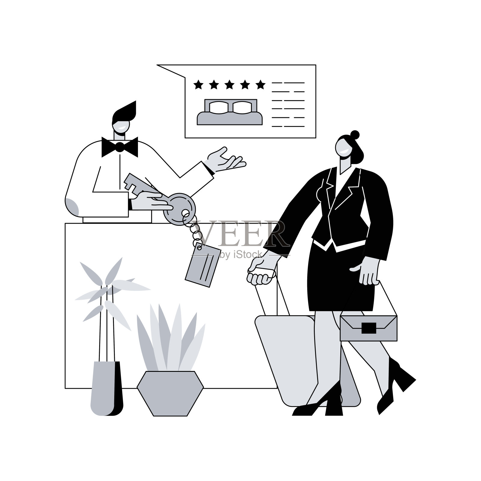 酒店管理抽象概念矢量说明。插画图片素材