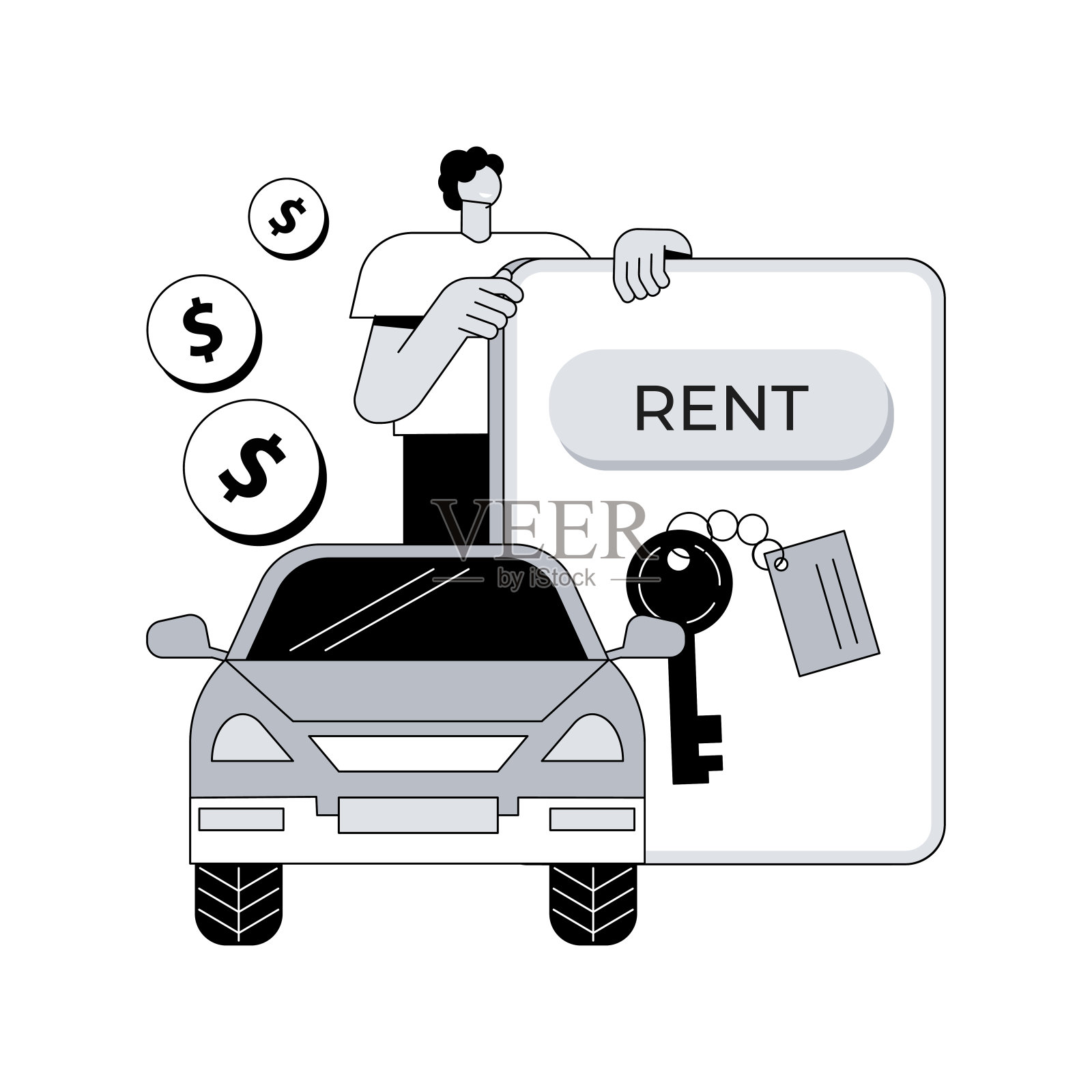 租车服务抽象概念矢量插图。插画图片素材