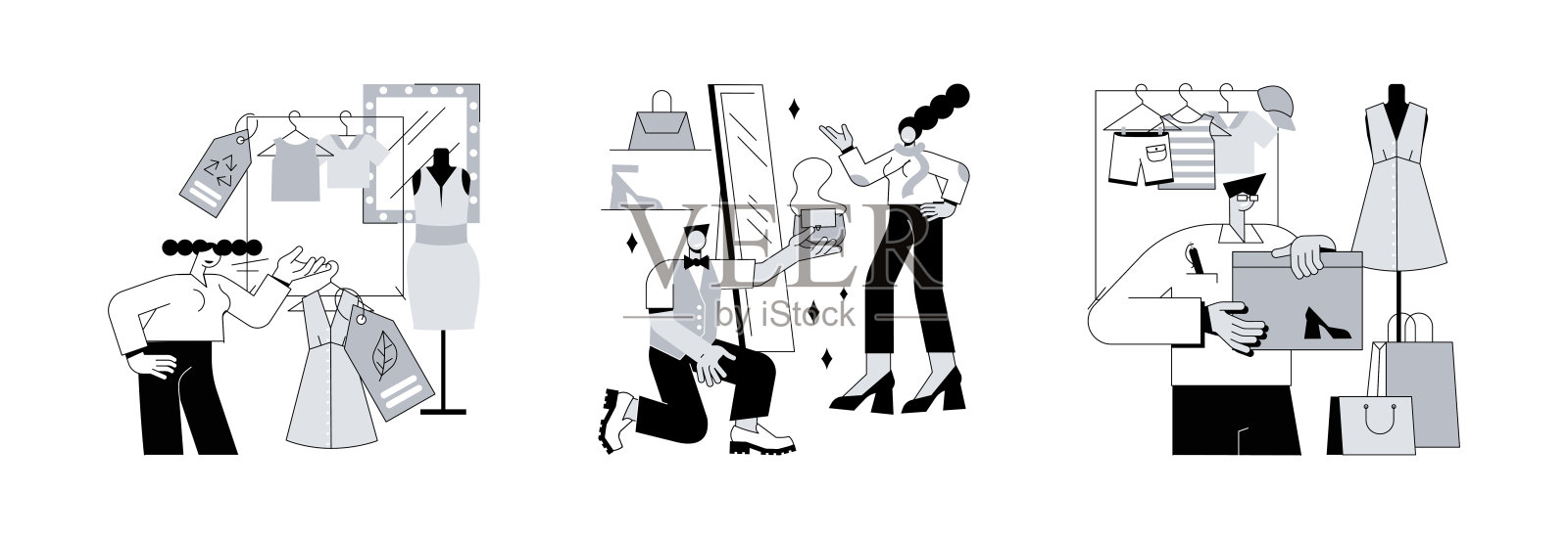 购物抽象概念矢量插图。插画图片素材