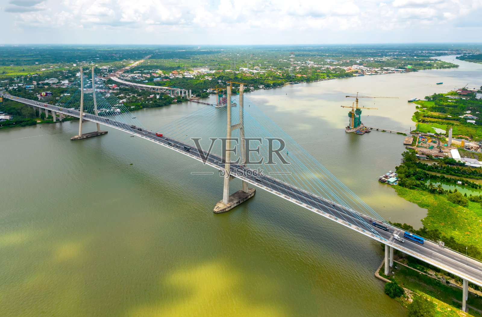 我的顺桥，越南Vinh Long市，鸟瞰图照片摄影图片
