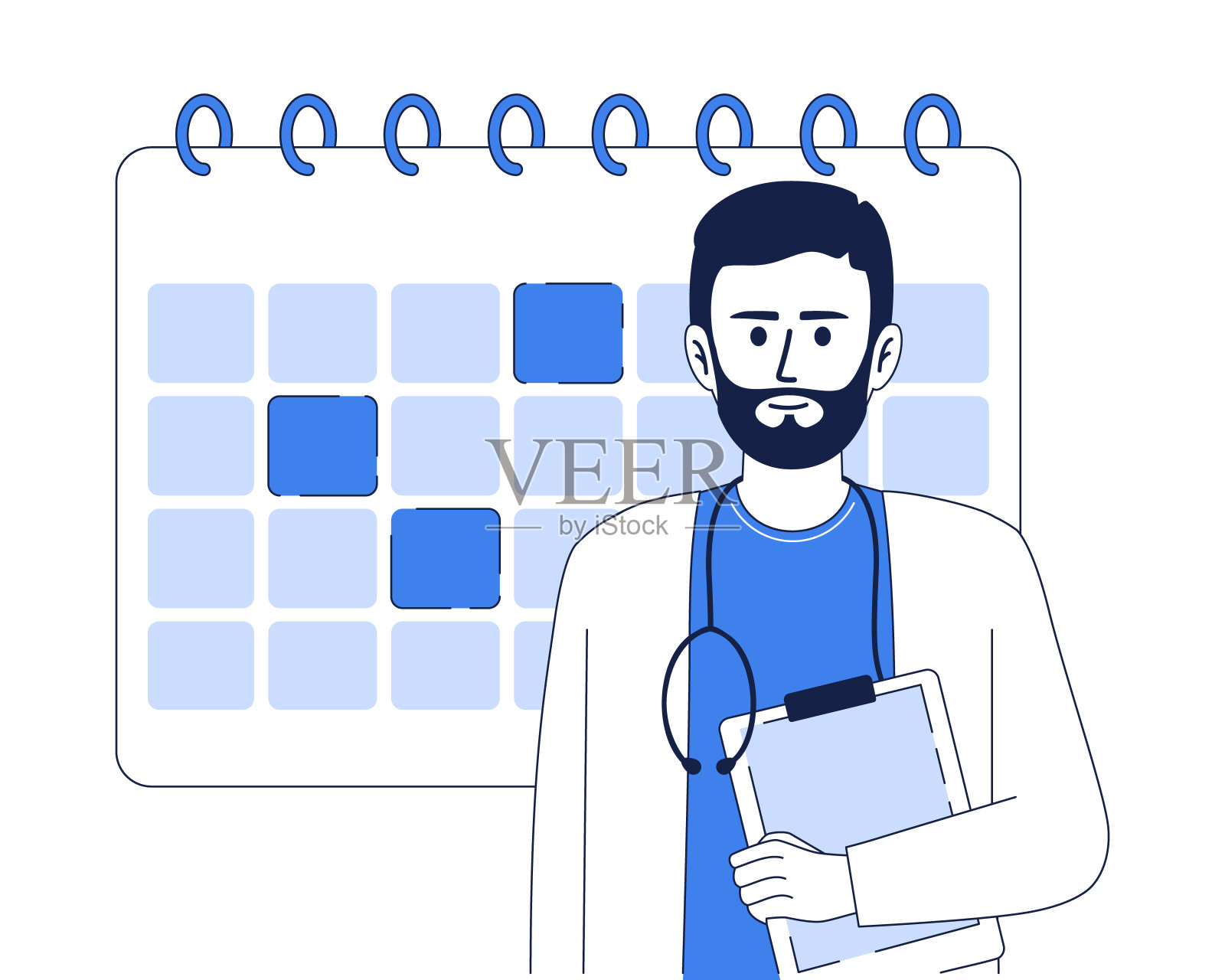 医生用日历平面概念矢量插图插画图片素材