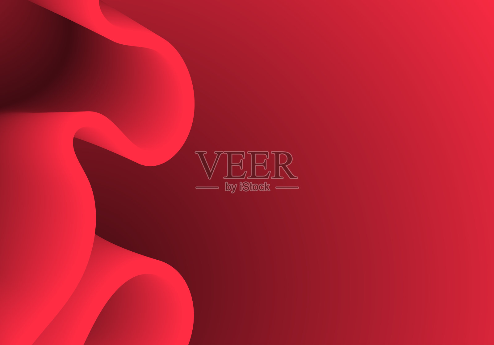 红色流体波。多色调几何构图与梯度三维流动形状。创新模式向量插画图片素材