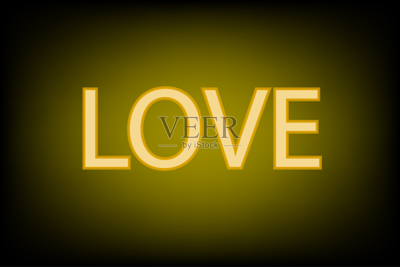 黄色明亮铭文爱情，情人节设计元素。插画图片素材