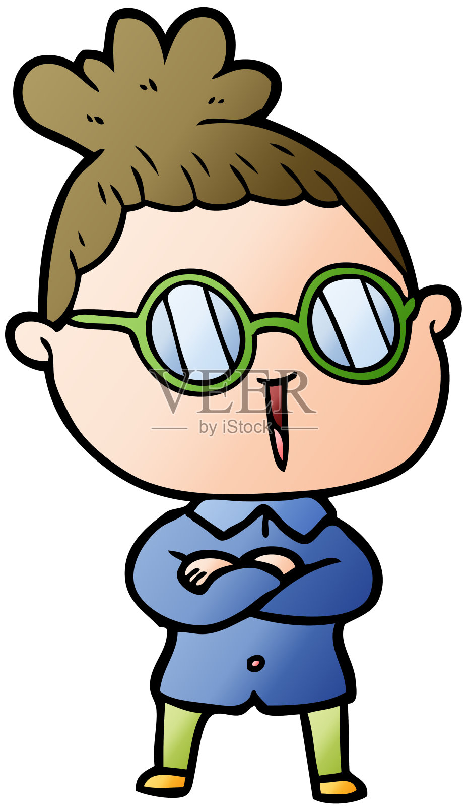 戴眼镜的卡通女人插画图片素材