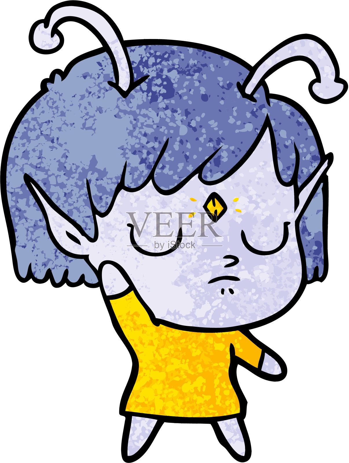 卡通外星人女孩插画图片素材