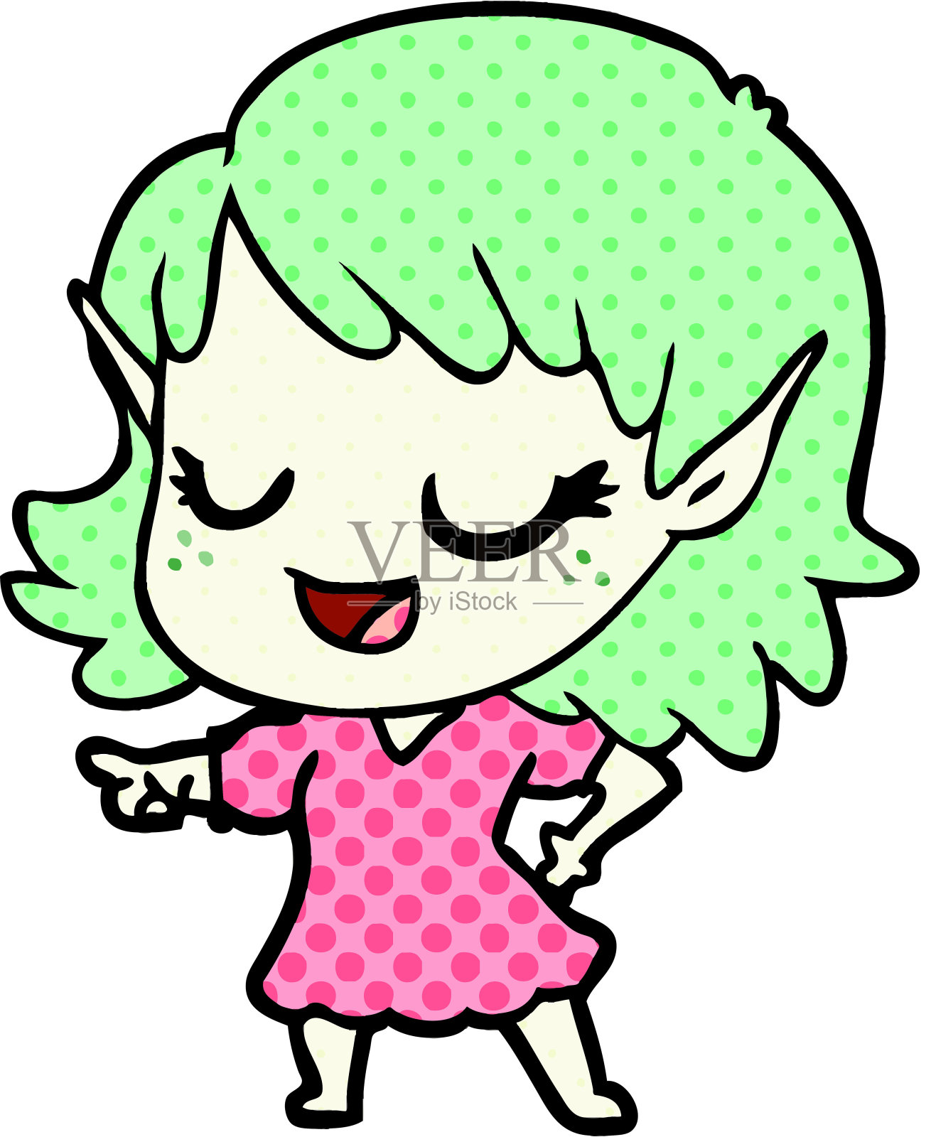 快乐的卡通精灵女孩插画图片素材