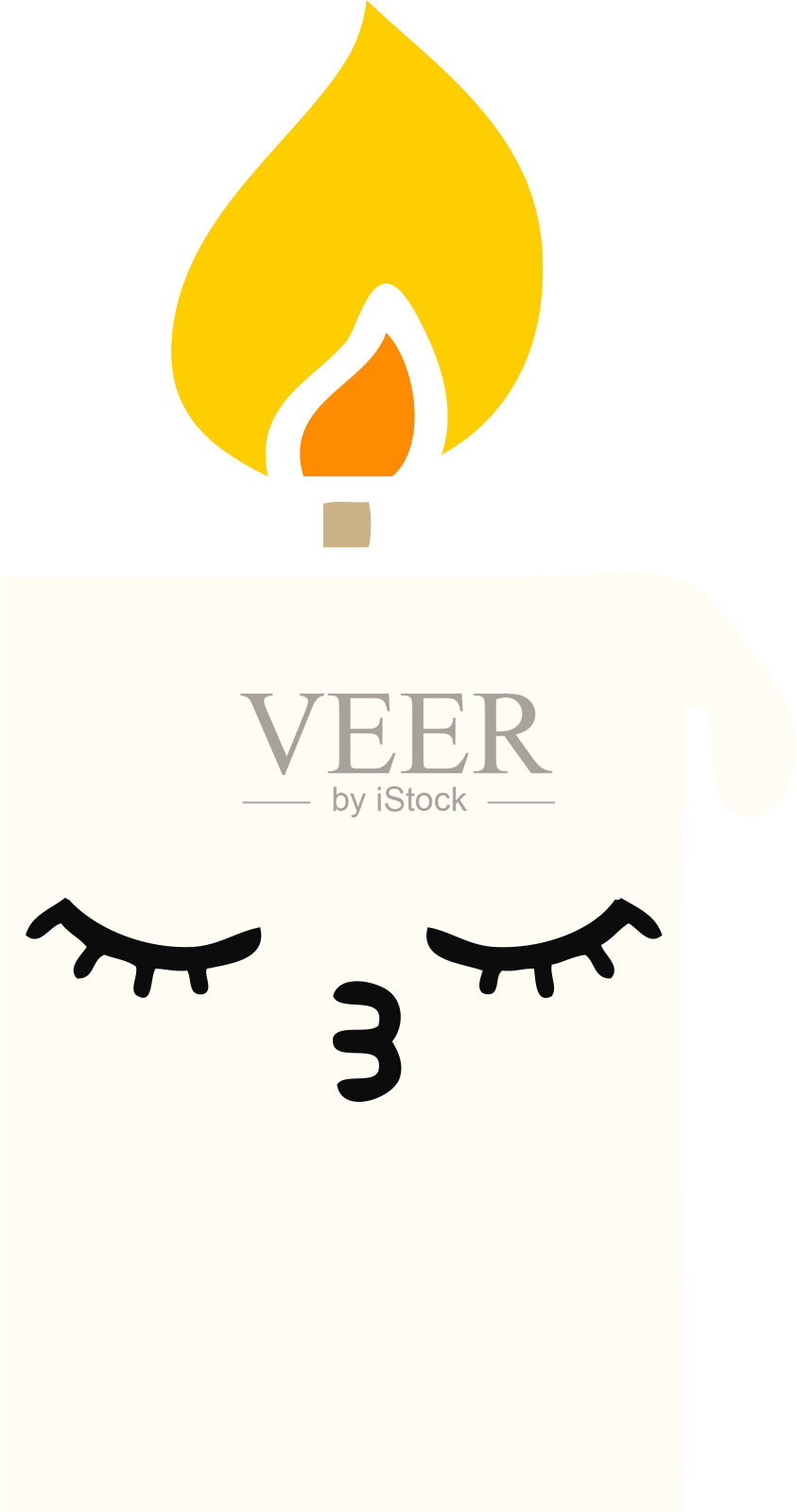 平面彩色复古卡通点燃的蜡烛插画图片素材