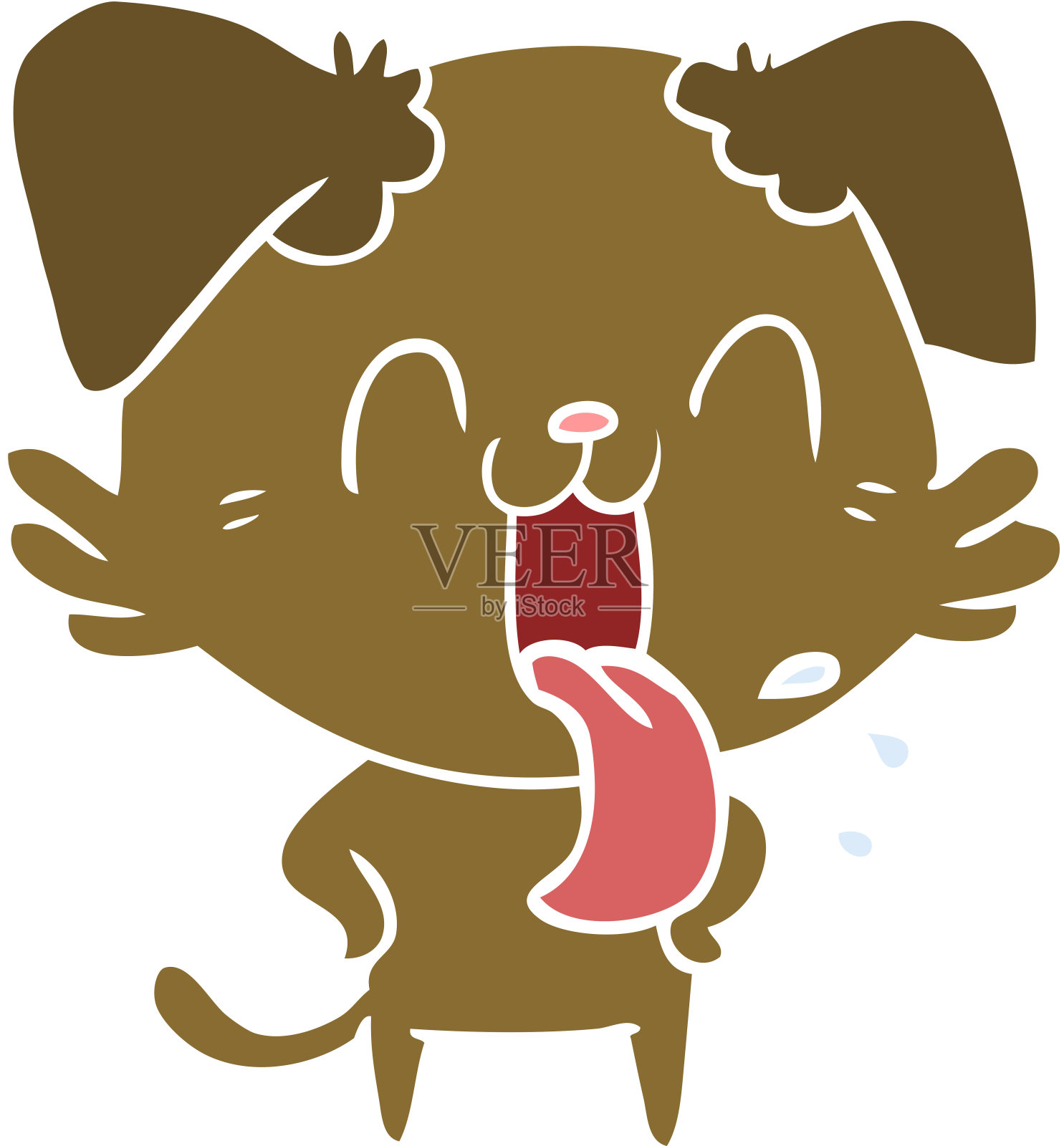 平面色彩风格卡通喘气狗插画图片素材