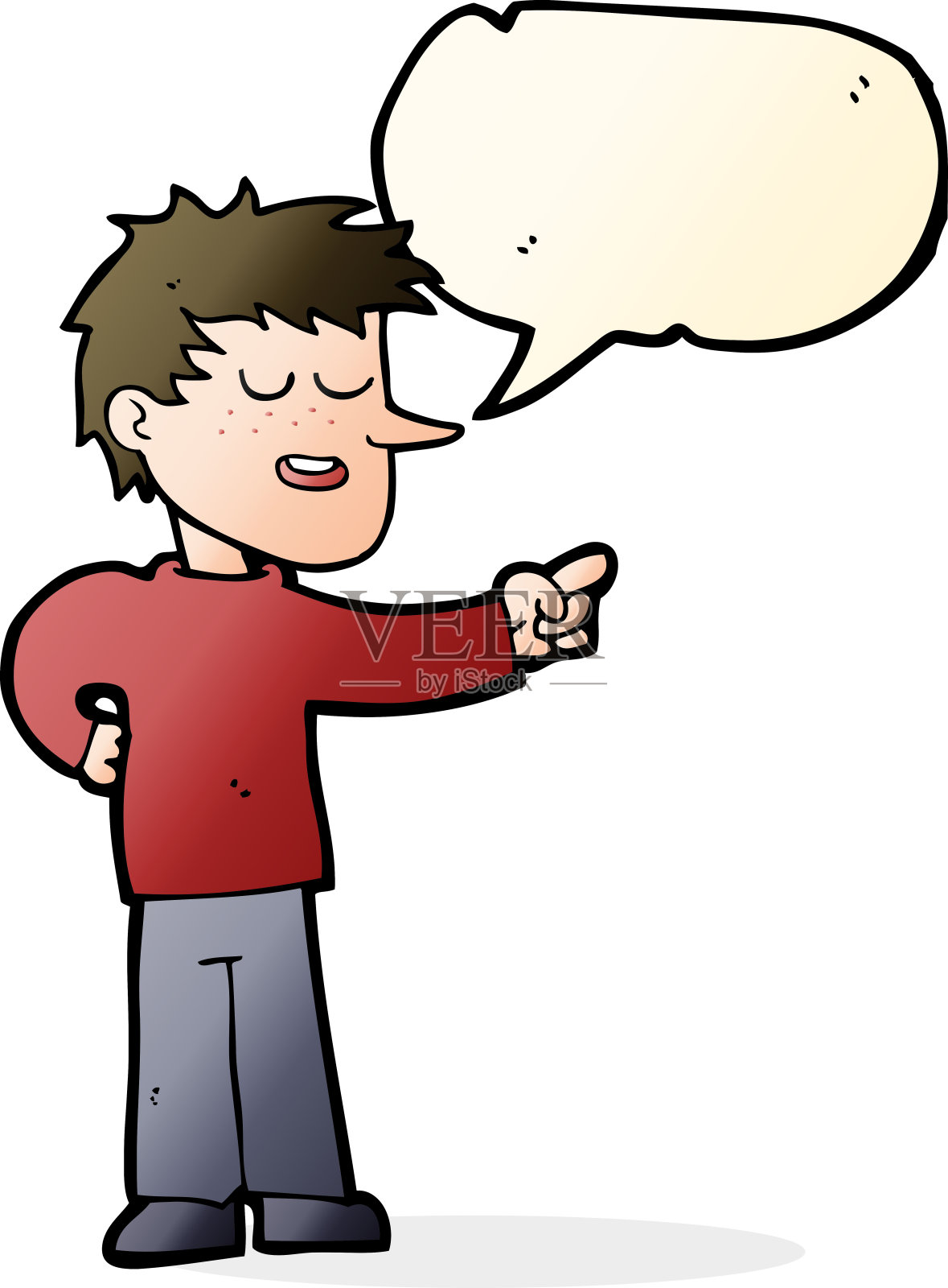 卡通人指着说话的泡泡插画图片素材