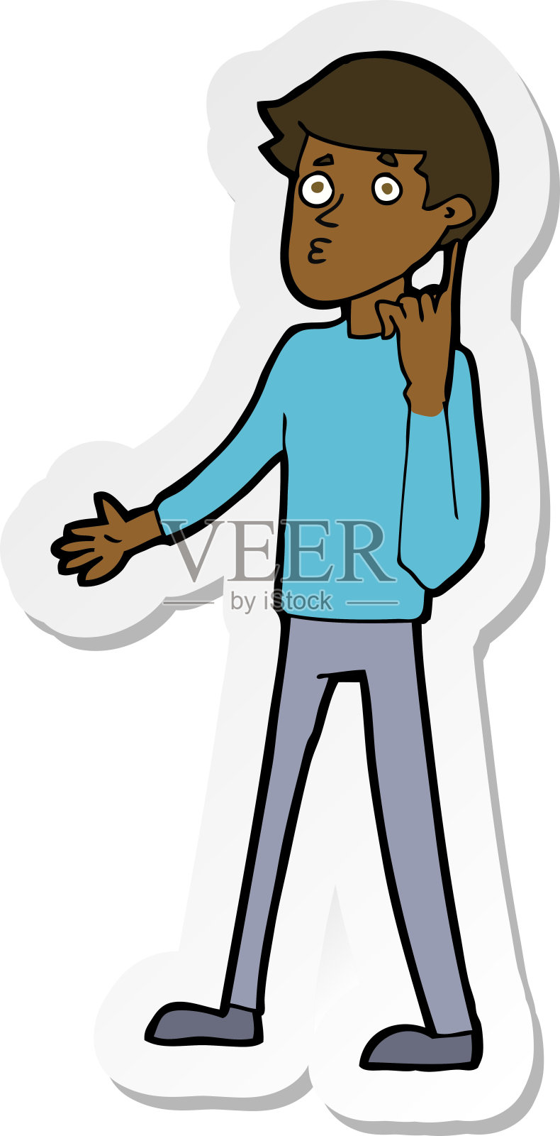 卡通提问男子贴纸插画图片素材