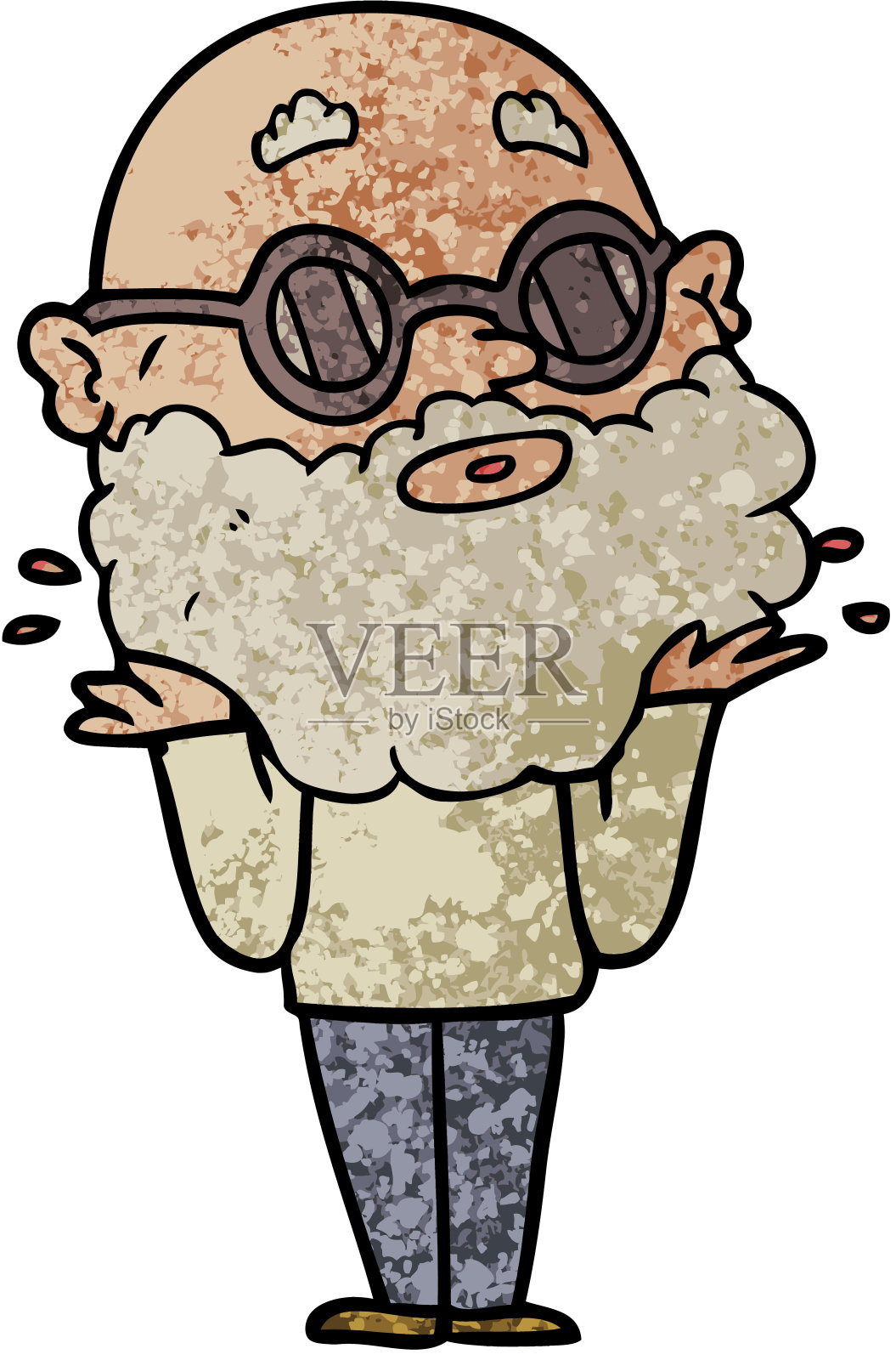 卡通好奇男子胡须和太阳镜插画图片素材