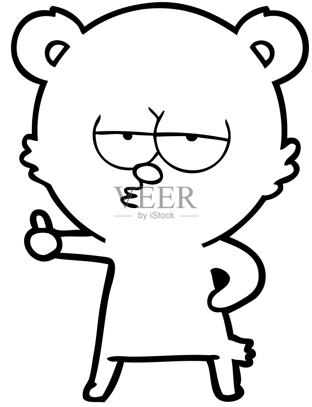 无聊的北极熊卡通竖起大拇指设计元素图片