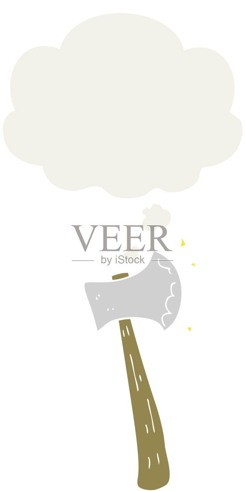 卡通斧头与复古风格的思想泡泡插画图片素材