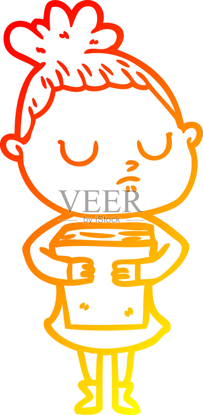 温暖的渐变线条画一个卡通冷静的女人设计元素图片