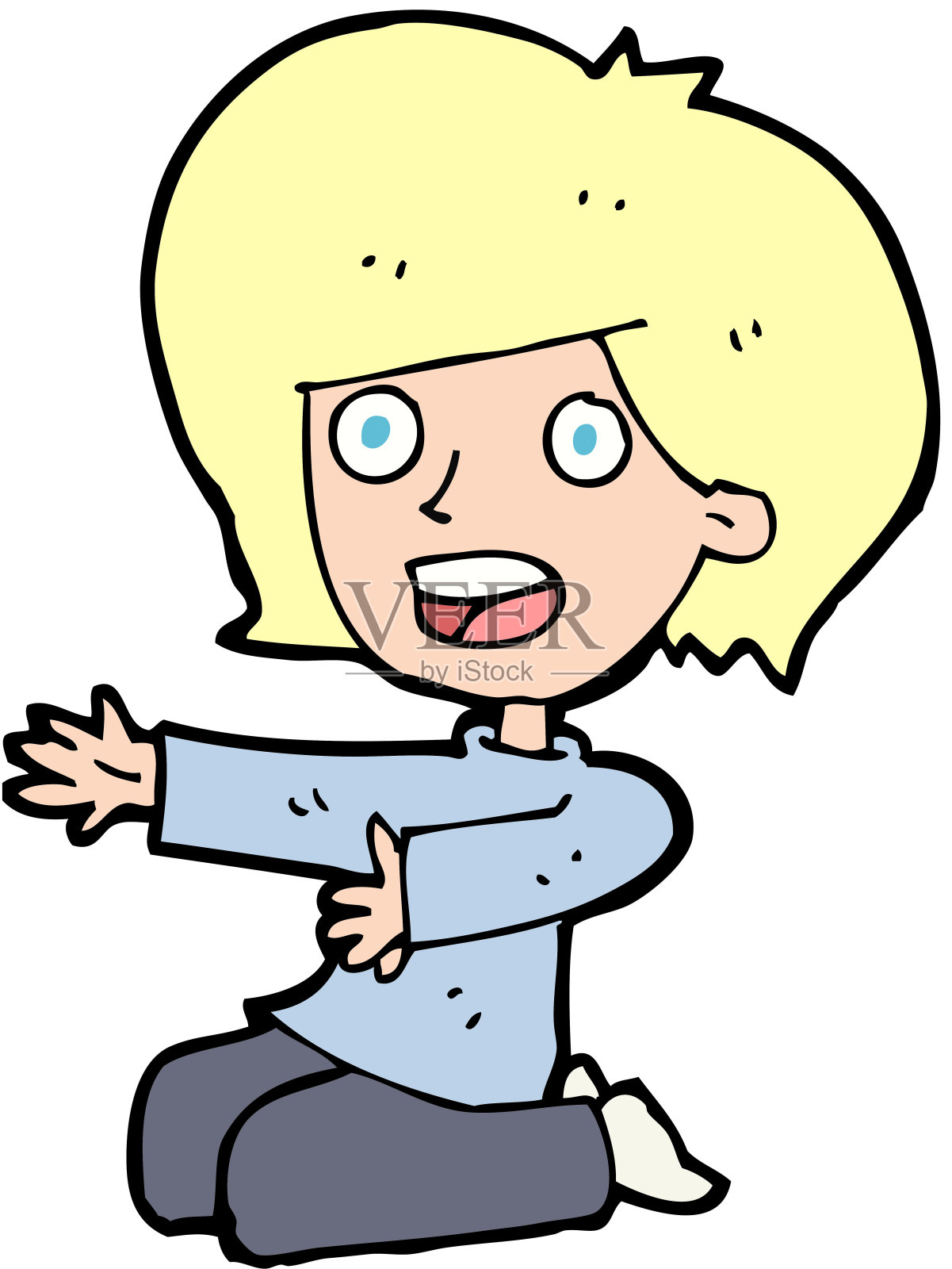 卡通震惊女子双膝跪地设计元素图片