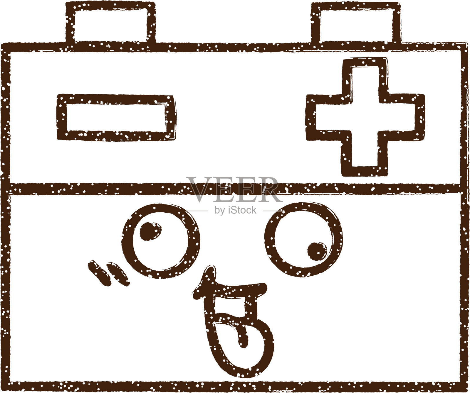 电池炭笔画插画图片素材