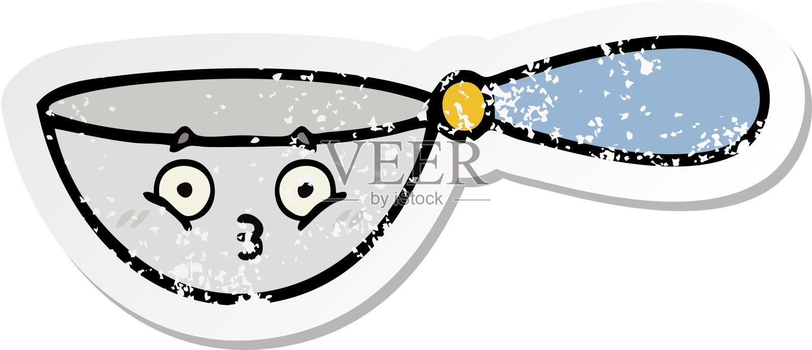 心疼贴纸的一个可爱的卡通测量勺插画图片素材