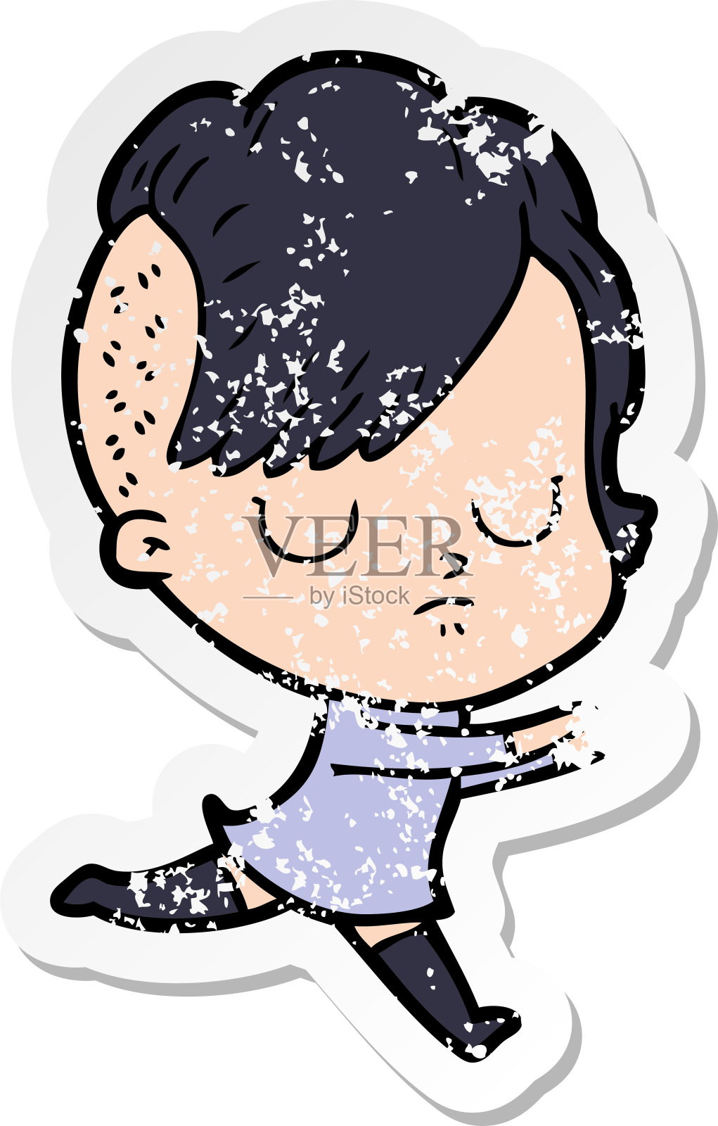 心疼的卡通女人贴纸设计元素图片