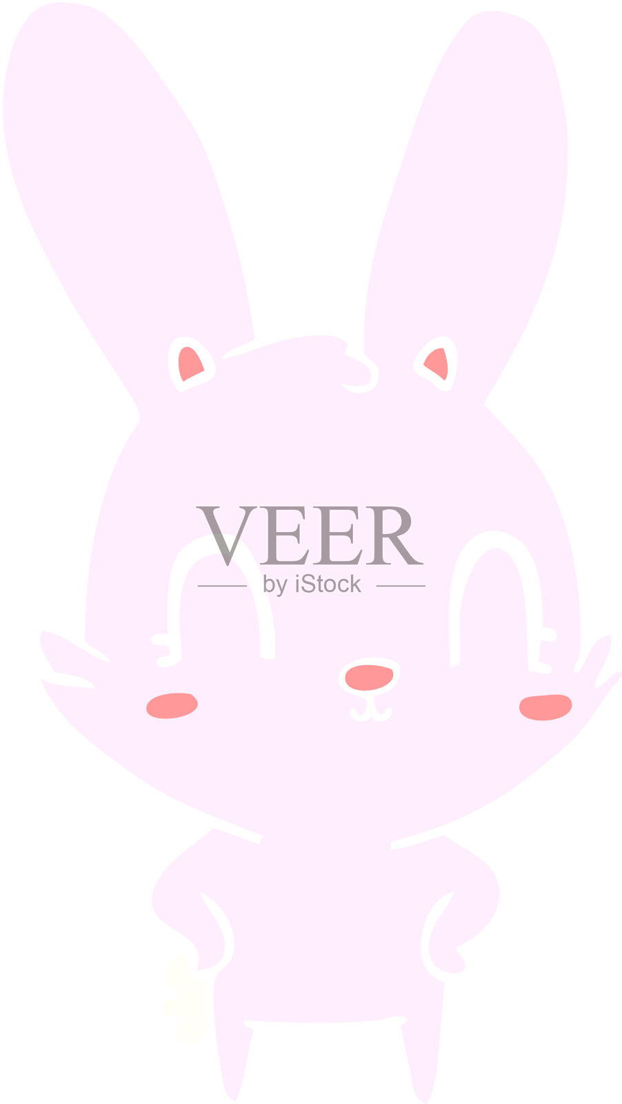 可爱的平面彩色风格卡通兔子设计元素图片