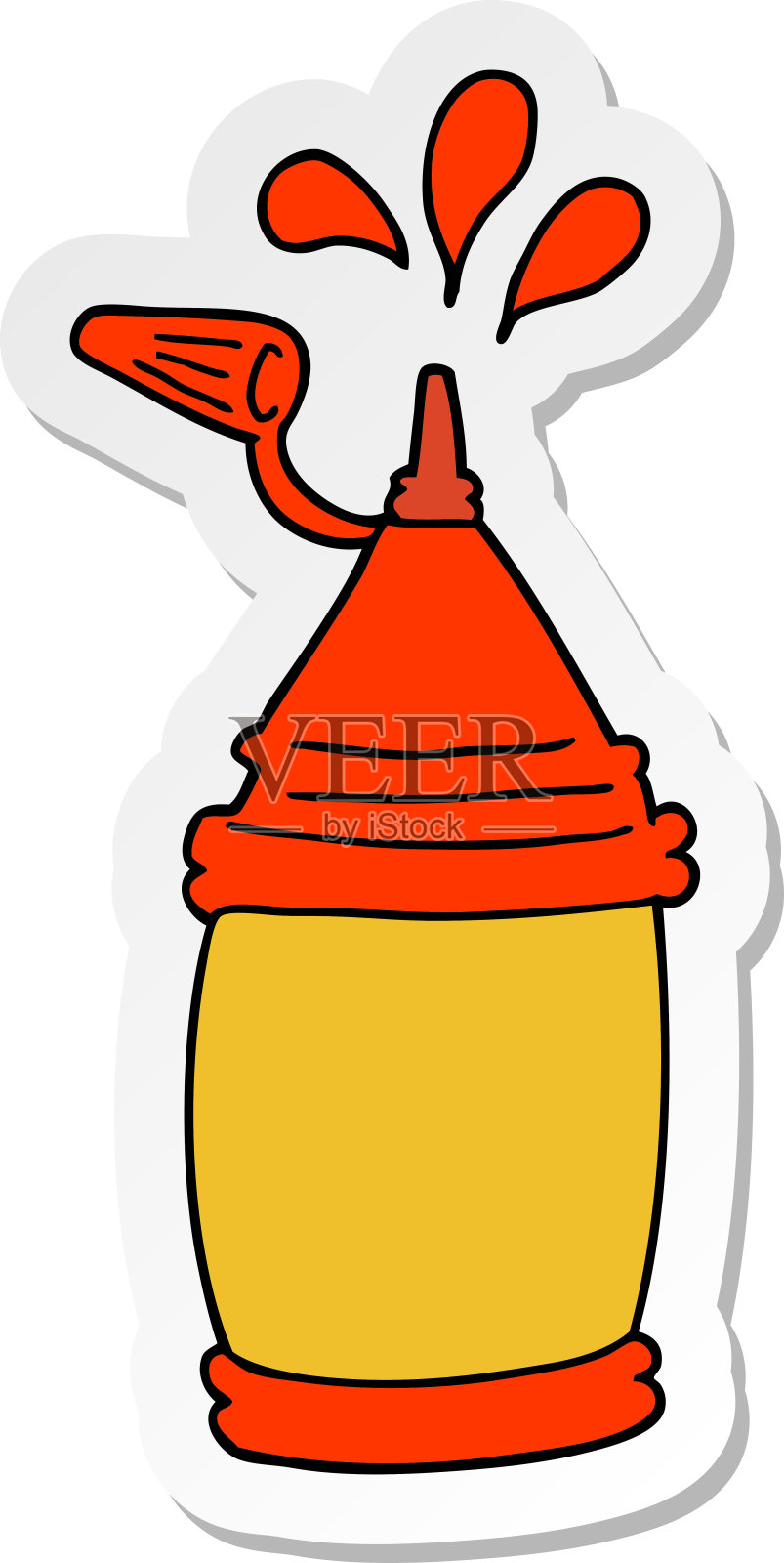 卡通番茄酱瓶贴纸设计元素图片