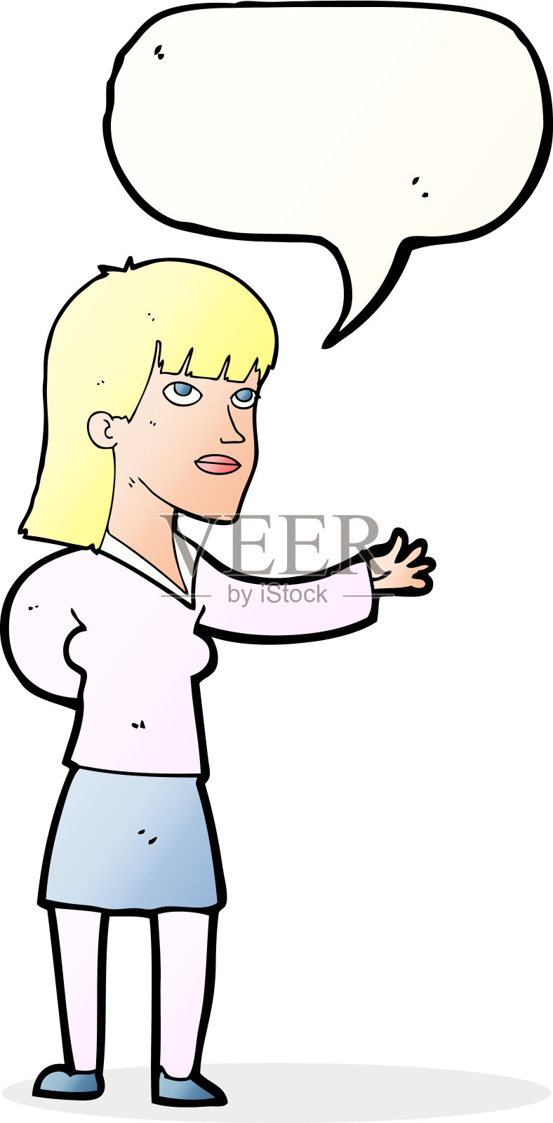 卡通女人用气泡说话设计元素图片