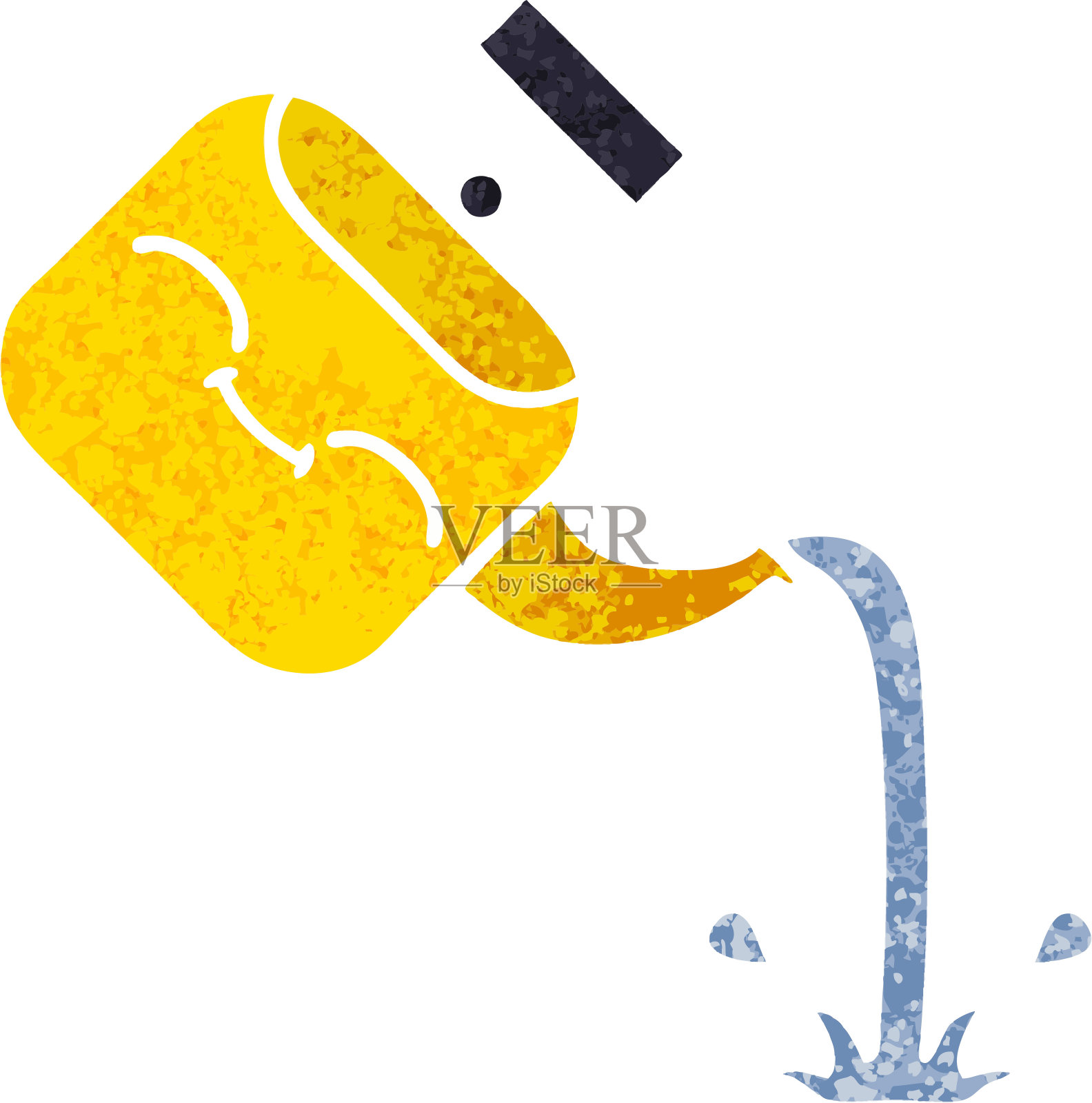 倒水壶的复古插图风格卡通插画图片素材
