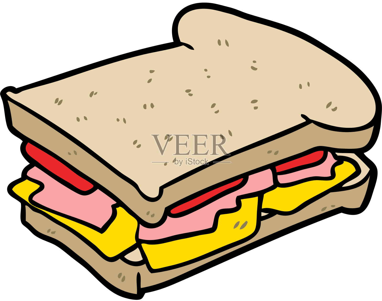 卡通火腿奶酪番茄三明治设计元素图片