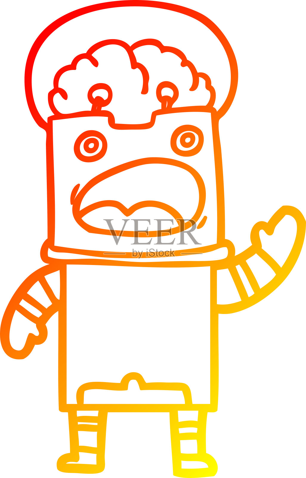 一个卡通机器人的暖渐变线条设计元素图片