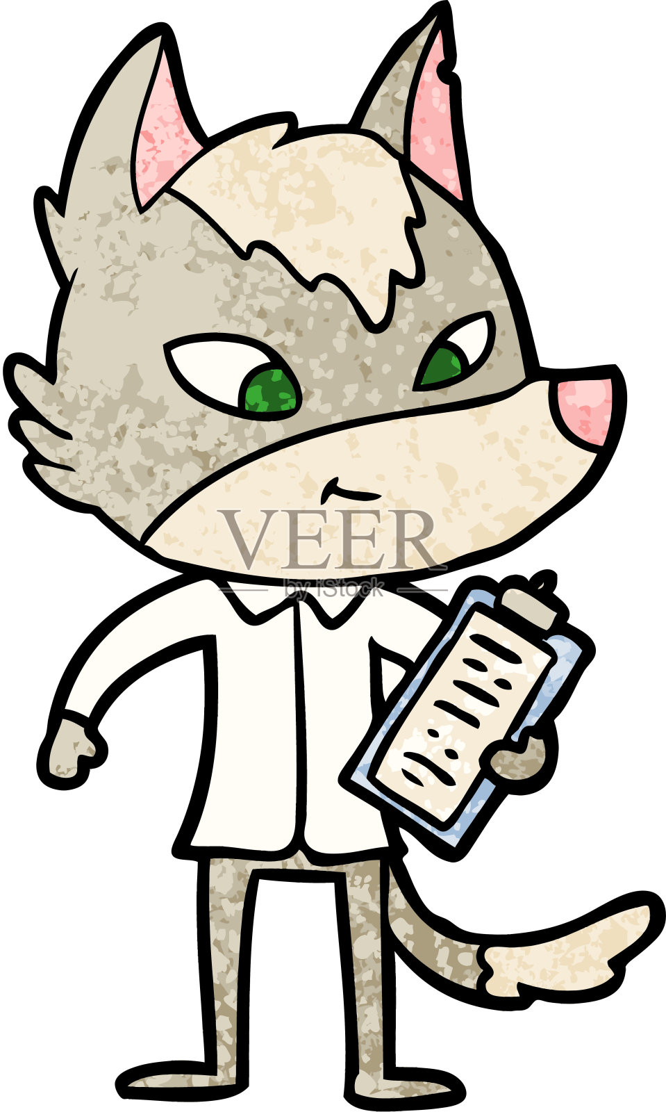 友好的卡通狼经理插画图片素材