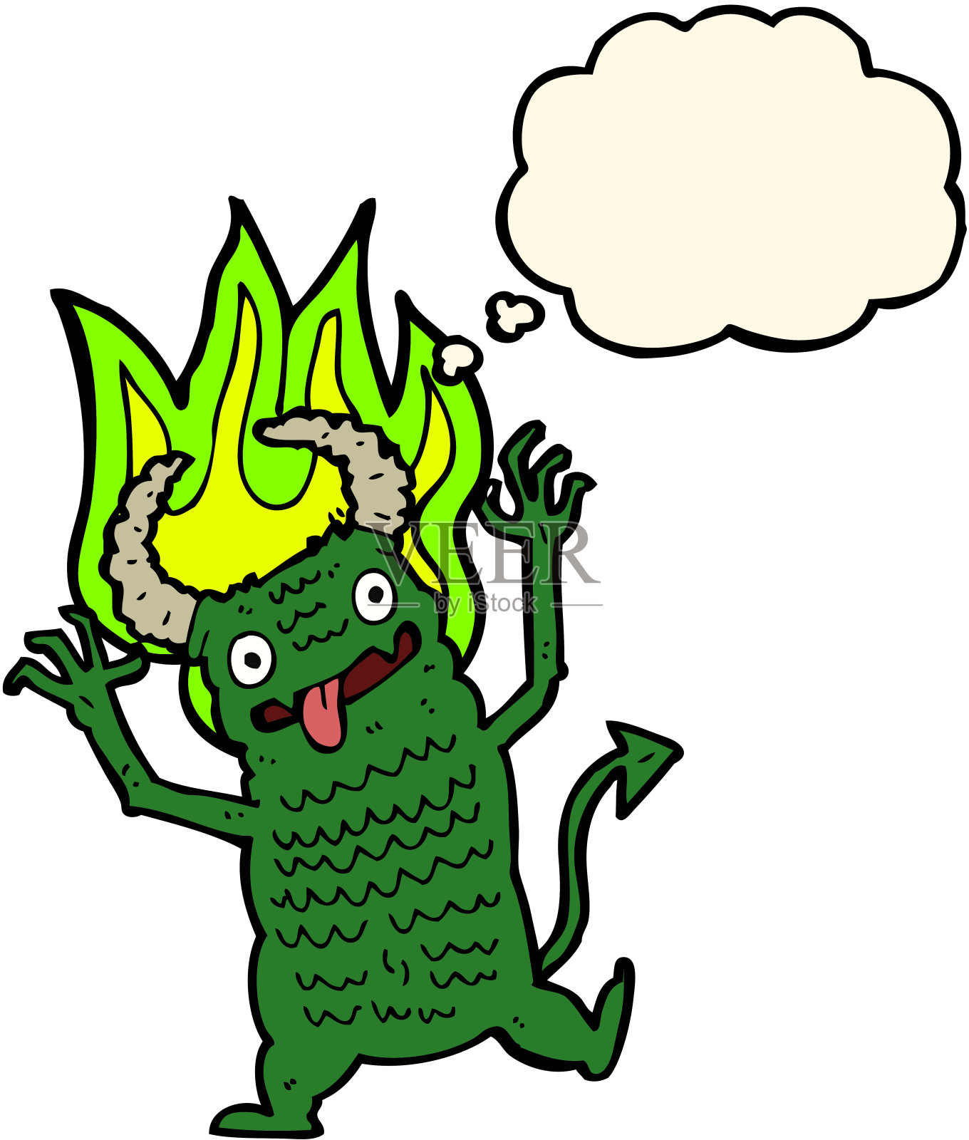 带有思想泡泡的卡通恶魔设计元素图片